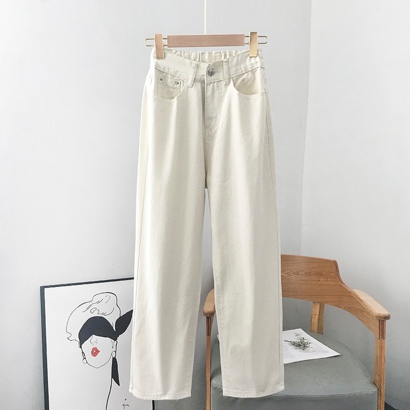 Apricot Women Wide Leg Jeans Summer High Waist Straight Pants 2022 New Sollid Color Thin Loose Casual  Trousers